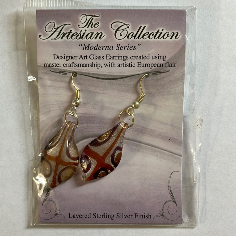 Designer art glass earrings.
